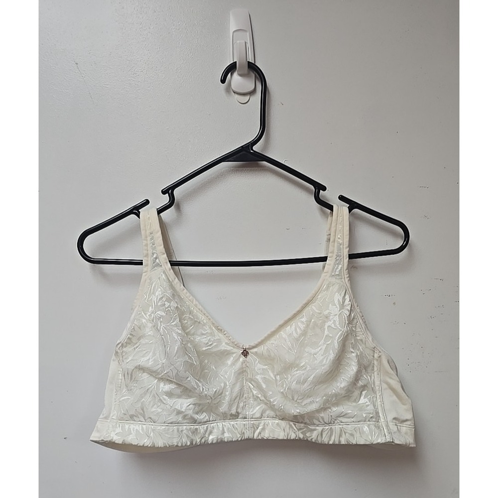 Breezies‎ Ivory Floral Comfort Adjustable Straps Wire Free Bralette Size 46B